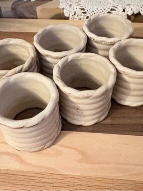 Handcrafted Ceramic Napkin Rings in Cream - Rustic Home Accents